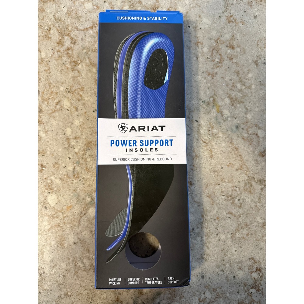 Ariat Power Support Insoles Mens Size 11 Blue Black Cushioning 10032207